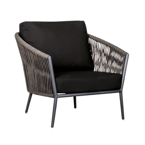 Design Warehouse - 128417 - Washington Rope Outdoor Club Chair (Agora Black Cushion)  - Dark Charcoal cc