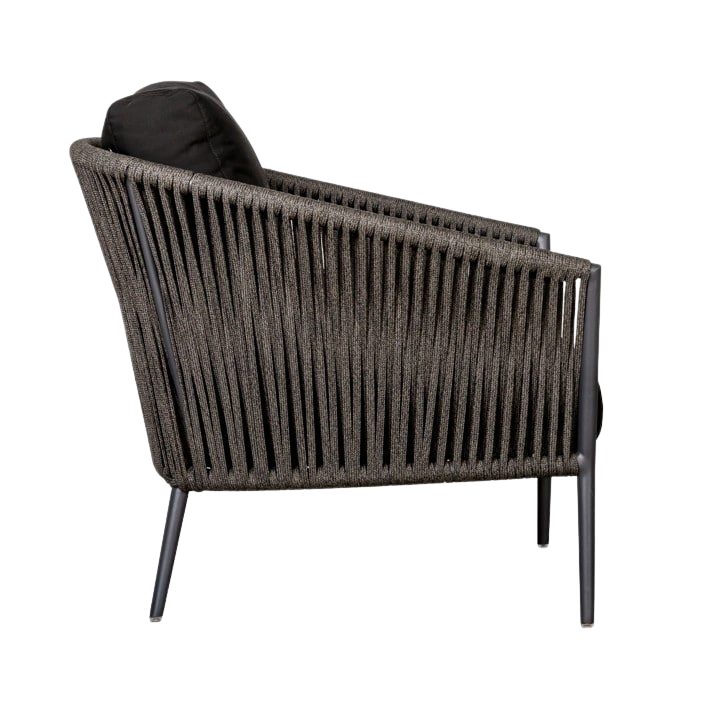 Design Warehouse - 126442 - Washington Rope Outdoor Club Chair (Black Cushions)  - Black cc