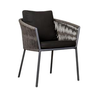 Design Warehouse - 128475 - Washington Rope Outdoor Dining Chair in Dark Charcoal (Agora Black Cushion)  - Dark Charcoal cc