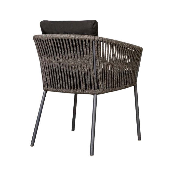 Design Warehouse - 128475 - Washington Rope Outdoor Dining Chair in Dark Charcoal (Agora Black Cushion)  - Dark Charcoal cc