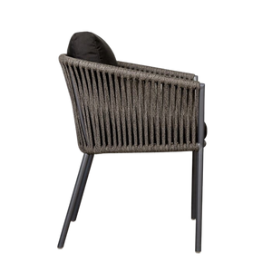 Design Warehouse - 128475 - Washington Rope Outdoor Dining Chair in Dark Charcoal (Agora Black Cushion)  - Dark Charcoal cc