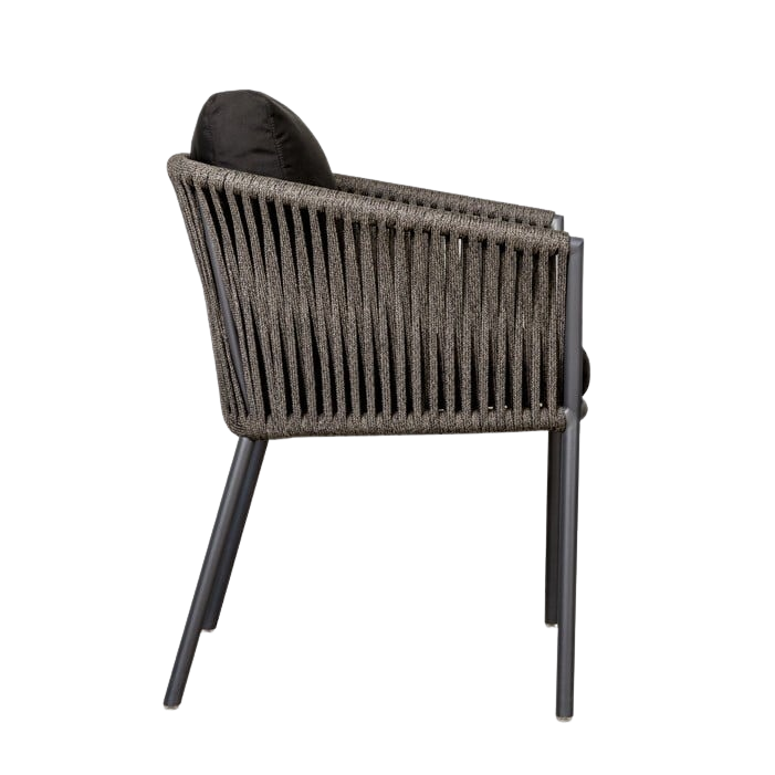 Design Warehouse - 128475 - Washington Rope Outdoor Dining Chair in Dark Charcoal (Agora Black Cushion)  - Dark Charcoal cc