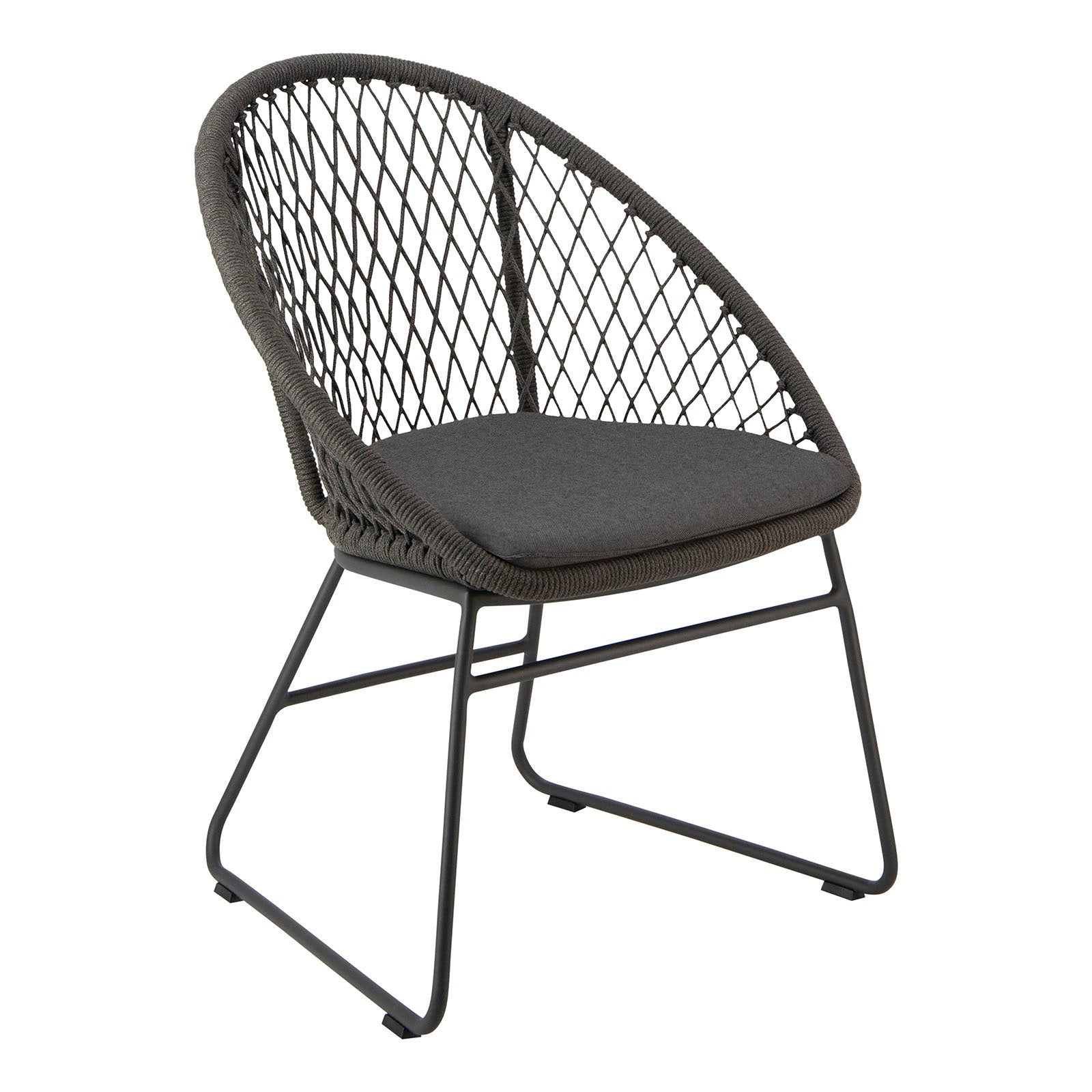 Zaha Cross Weave Outdoor Dining Chair - Agora Panama Coal
